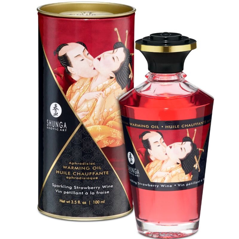 SHUNGA - Strawberries And Cava Heat Effect Massage Oil 100 Ml