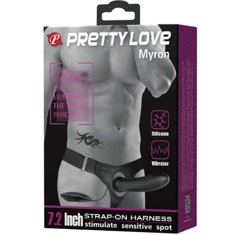 PRETTY LOVE - Myron Strap On With Vibration And Hollow Dildo