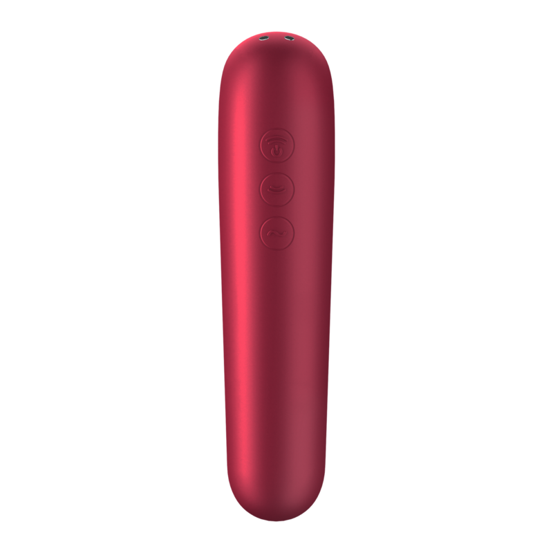 SATISFYER - Dual Love Vibrator And Suctioner With Pulsed Air Red